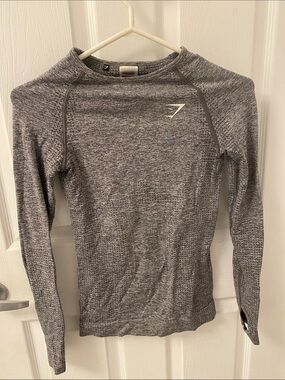 Gymshark Grey Seamless Long-Sleeve Scoop Sweat